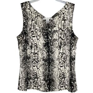 St. John silk sleeveless blouse black white snake print tank top women’s P / 2